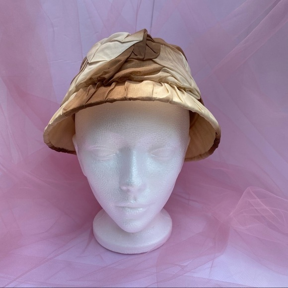 Vintage 2-Tone Brown Bucket Fascinator Hat - Picture 5 of 8